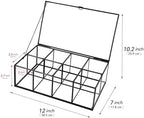 REDHUGO Glass Tea Bag Organizer, 8-Compartment Tea Storage Box, Black - Image 3
