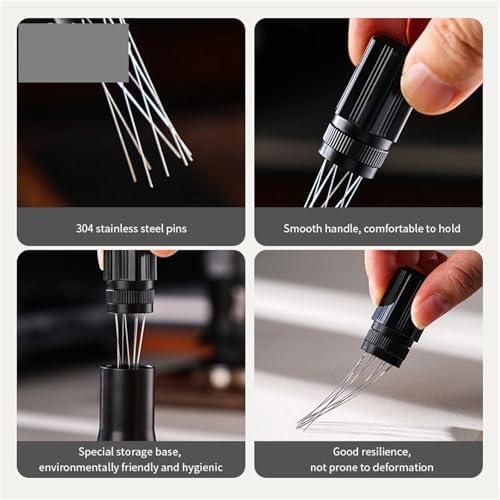 Espresso Powder Stirrer Tamper Distributor Rotary Adjustment Stainless Steel Stirring Coffee Accessories Barista Tools(Pink) - Image 6