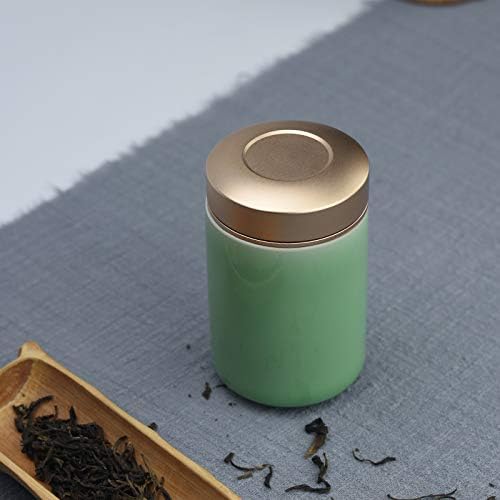 Tea Tins Caddy 2PCS Canister set with Airtight Lids Porcelain Can Home Kitchen Canisters for Tea Coffee Sugar Storage Loose Leaf Tea (Green, 4 Inch) - Image 6