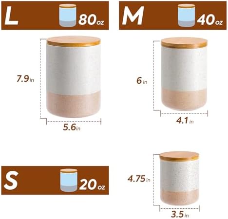 Kitchen Canister Set of 3, Large Ceramic Food Storage Containers with Lids - Image 2