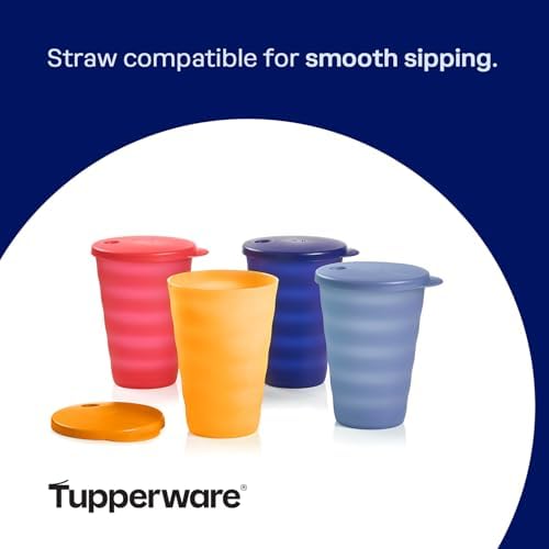 Tupperware Impressions Tumbler Set in Multicolor, 4 Count, Dishwasher Safe and BPA Free (4 Tumblers, 4 Lids, 17 fl oz each) - Image 5