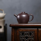 Tea Kettle Tea Ceremony Purple Clay Teapot Household Single Use Purple Clay Flat Cover Teapot Ceramic Tea Infuser - Image 6