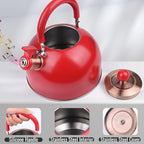 V&L 2.6 Qt Red Whistling Tea Kettle for Stovetop - Image 5
