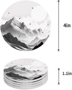 Coasters for Drinks Set of 6, Mountain Peak Sun Eagle Natural Landscape Ceramic Cup Mat, Absorbent Ceramic Stone Coasters with Cork Base for Coffee, Cups, Wooden Table, Home Decor 4 Inch - Image 2