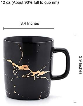 Coffeezone 12 oz Matte Ceramic Marble Tea Coffee Mugs Luxury Gold Inlay (Black, 4 Mugs Gold Marble) - Image 5