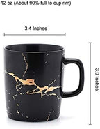 Coffeezone 12 oz Matte Ceramic Marble Tea Coffee Mugs Luxury Gold Inlay (Black, 4 Mugs Gold Marble) - Image 5