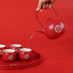 Wedding Supplies, Wedding Tea Set, Chinese Traditional Wedding Decoration Red Tea Set, Kung Fu Tea Set for Wedding Housewarming (Style D) - Image 7