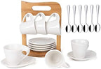 2.5oz Espresso Ceramic Cups Set of 6 with Saucers & Spoons by TRSPCWR