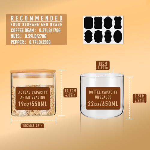 D2scrma 22oz/0.7Qt/650ml Round Glass Storage Containers with Lids 6-Pack - Image 2