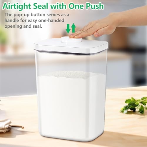 6 Qt Flour Sugar Storage Containers with Pop-up Lid Airtight 11 Lb Rice Bin - Image 4