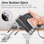 Electric Hand Mixer 350W, 9 Speed Handheld Mixer with Timer, Beaters, Whisks & Dough Hooks, Storage Case, Kitchen Mixer for Baking, Eggs, Cream, Cookie Dough & Frosting, Gray - Image 4