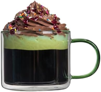Restaurantware Coffee Cups 12 Pack of 11 oz Double Wall Glass Insulated Coffee Cup Borosilicate Mug Thermal Shock Resistant Handle Modern Design - Image 6