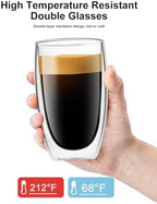 LUXU Glasses Double Walled Glasses Coffee Mugs,16 Oz Set of 4 - Image 5