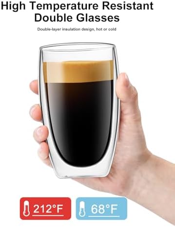 LUXU Glasses Double Walled Glasses Coffee Mugs,16 Oz Set of 4 - Image 5