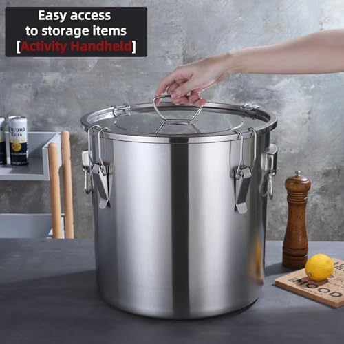 304 stainless steel food storage containers with lids lock clips airtight container large airtight for rice flour sugar grain coffee bean storage containers Kitchen jar (5.55gal/21L) - Image 4