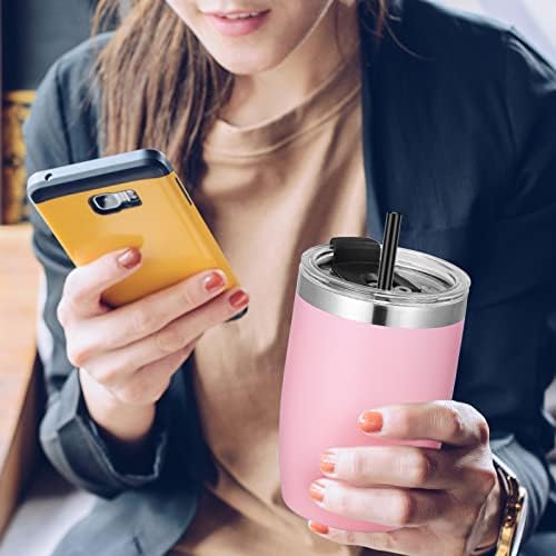 VEGOND Stainless Steel 12 oz Tumblers bulk Vacuum Insulated Double Wall Travel Tumbler with Lid and Straw Reusable Tumbler,Pink 12 pack - Image 5
