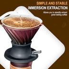 1PC Pour Over Coffee Maker Set, Portable Coffee Pot Filter- Include 500ml/16oz Borosilicate Glass Coffee Sharing Pot, Silicone Filter Cup Funnel, 100pcs Paper Filter for Coffee Shop (Rose Red) - Image 6