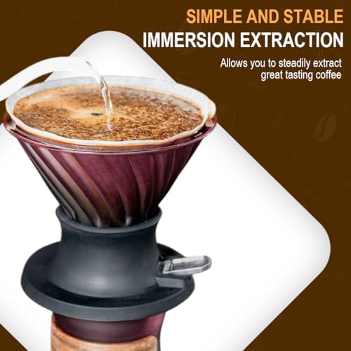 1PC Pour Over Coffee Maker Set, Portable Coffee Pot Filter- Include 500ml/16oz Borosilicate Glass Coffee Sharing Pot, Silicone Filter Cup Funnel, 100pcs Paper Filter for Coffee Shop (Rose Red) - Image 6