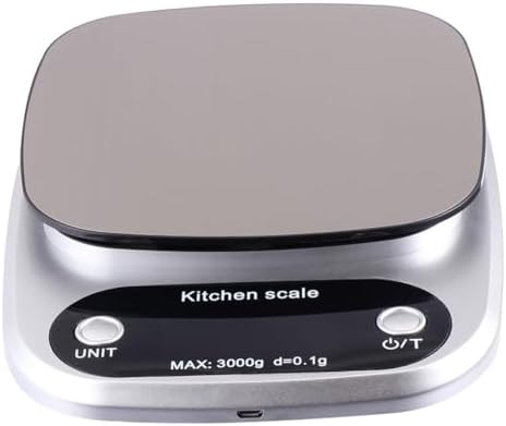 Stainless Steel Kitchen Scale LCD Display 0.1g Rechargeable 3kg by HAKIDZEL