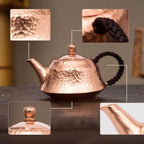 YIJU Copper Infusion Vessel Handmade Teapot Kettle Pot Brewer With Hammered Dimpled Surface And Braided Side Handle Suitable for tea decoration countertop, Array, Original Color, 300ml - Image 6