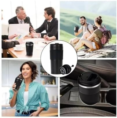 Portable Coffee Maker French Press Insulated Mug with Double Walled Insulated Vacuum Coffee Tea Mug for Travel Outdoor(Pink) - Image 6