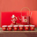 Wedding Tea Set, Chinese Traditional Wedding Decoration Double Happiness Porcelain Red Wedding Tea Set, Kung Fu Tea Set, Handmade Porcelain Ceramic 1 Tea Pot 6 Tea Cups 1 Gift box For Married Couples by Unknown