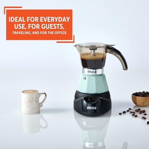 IMUSA 3 or 2 Cup Electric Espresso Maker with Cool-touch Handle, Mint - Image 6