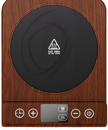 Mug Warmer, 70 100°F Precise Temperature Control Electric Coffee Mug Warmer Desk with Smart Timer Function for Home Office Travel (Wood Grain) - Image 7