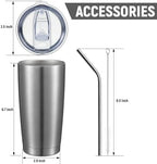 COMOOO 20oz Stainless Steel Tumbler Double Wall Vacuum Coffee Cup Insulated Travel Mug with Lid and Straw Durable Powder Coated Insulated Coffee Cup for Cold & Hot Drinks (Silver, 12 pack - Image 4