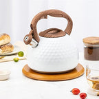 Stovetop Kettle 2.8L Stainless Steel Whistling Kettle Stovetop Teakettle Teapot Handle Kitchen for Gas Stove Induction Cooker Kettles for Stove(White) - Image 5