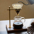 L'ÉPICÉA Pour Over Coffee Maker Set, Pour Over Coffee Maker with Stand, Adjustable Stainless Steel Stand, Wooden Base, Paper Filters, Cone Glass Coffee Carafe, Pour Over Coffee Dripper - Image 4