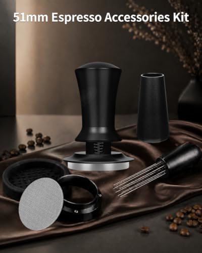 51mm Espresso Accessories Kit with Spring Loaded Tamper, WDT Tool, Magnetic Dosing Funnel, Puck Screen & Silicone Mat - 5 in 1 Barista Set for 51mm Handdle - Image 6