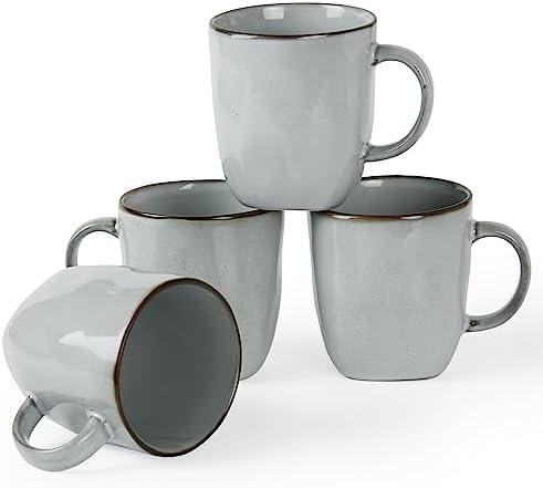 famiware Coffee Mugs Set of 4, Ocean Square 13oz Coffee Cup Set with Handle by Famiware
