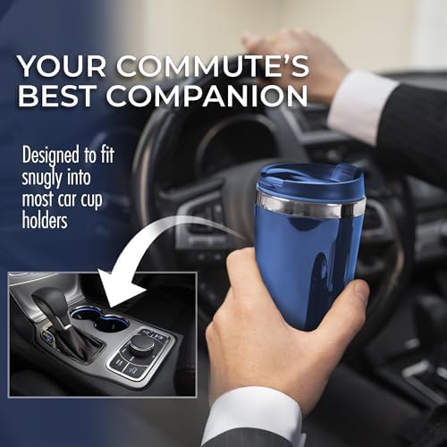 Single Cup Stainless Steel Coffee Maker for Ground Coffee in Navy with Double Insulated Stainless Steel Mug - Image 5