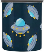 Cartoon Cute Blue-gray Spaceship Designed Food Containers With Lids Stainless Steel Containers For Food Storage Push Button Coffee Canister by Unknown