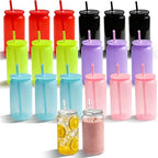 16oz Acrylic Tumblers Cups with Lids and Straws, 20 Pack Plastic Mason Jars Iced Coffee Drinking Glasses for Park Picnic, Poolside, Party Giveaways, Jelly Color by Paoren