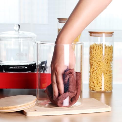 Set of 2 Large Glass Food Storage jar, 100 FL OZ (3000ml) Glass Flour Canister with Airtight Bamboo Lids for Kitchen Corner, BPA-Free Flour Container for Sugar, Ground Coffee, Rice and Dry Food - Image 4