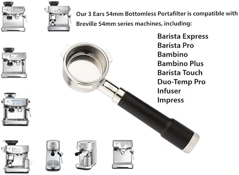 LILQ 54mm Bottomless Naked 3 Ears Portafilter | Compatible with Breville Machines | Stable Handle (WalnutFusionV4, 54mm) - Image 3