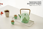 Toptier Cast Iron Teapot, Stovetop Safe Japanese Cast Iron Tea Kettle, Diamond Design Tea Pot with Removable Infuser for Loose Tea, 30 Ounce (900 ml), Light Green - Image 2