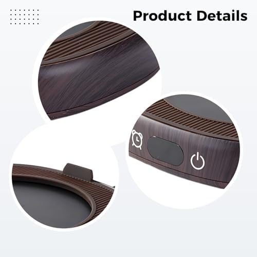 Electric Mug Warmer, 4 Temperature Settings, Auto Shut Off Smart Coffee Cup Warmer, 25W Wood Grain Beverage Warmer for Desk, UL/CE Certified, 5.1 x 5.1 in / 130 x 130 cm, for Home and Office - Image 2
