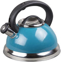 3.0 QT Stainless Steel Whistling Tea Kettle – Quick Boil Encapsulated Base, Cool-Touch Handle, Loud Whistle, Stovetop Safe – Aqua Blue by CreativeHome