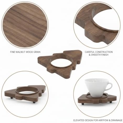 Solid Walnut Wood Stand for Pour Over Coffee Dripper, Stable Counter Rest for Cone Filters, Minimalist Kitchen Organizer - Image 6