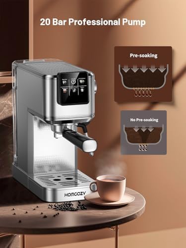 20 Bar Espresso Machine, Hot & Cold Brew Coffee Maker with Milk Frother, Touch Screen, Compact Water Tank, Expresso Coffee Machines for Lattes, Cappuccinos, Americano, Home & Office (Silver) - Image 2