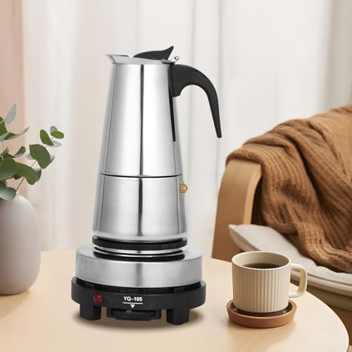 Espresso Stovetop Coffee Maker Stainless Steel Coffee Pot Italian Coffee Machine Maker Stove Top Coffee Maker Moka Pot with Coffee Percolator Design for Camping or Home Use (300ml) - Image 4