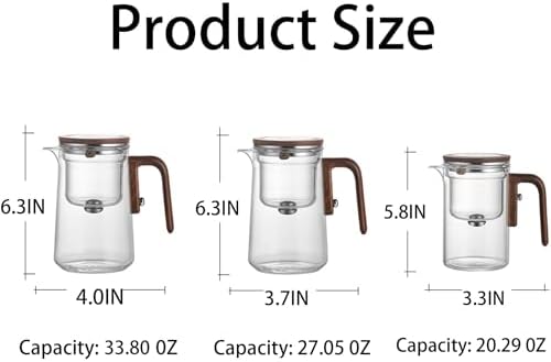 1000ML/33.8OZ Witchcraft Magic Glass Teapot with Infuser Strainer and Lid for Loose Leaf Tea Herbal, Magnetic Water Separation Tea Maker Kettle Clear Tea Pot Without Cups - Image 3