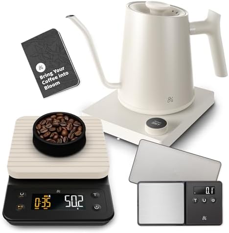 Greater Goods Electric Gooseneck Kettle, Coffee Scale, and Espresso Scale (Birch) by GreaterGoods