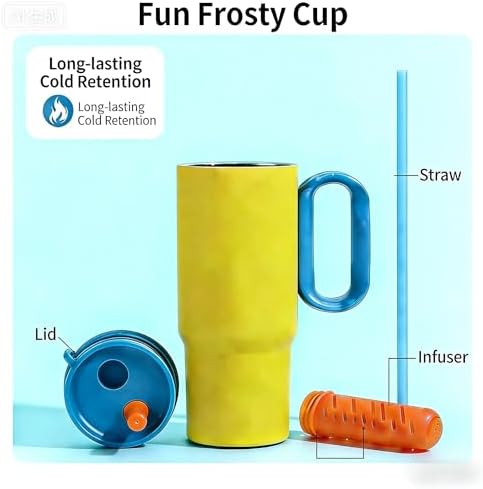 Premium 24 oz Insulated Tumbler with Handle and Straw, 18/8 Stainless Steel Travel Coffee Mug with Tea Infuser & Dust Cover, 2-in-1 Lid Cup Holder Friendly Thermal Flask for Hot & Cold Drinks - Image 3
