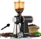 Huanyu 60mm Flat Burr Coffee Grinder, 8 Grind Settings for Home Brew Black by Huanyu
