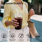 AOZITA 300 Pack - 16 oz Clear Plastic Cups with Lids and Straws, Food Safe Disposable Iced Coffee Cups for Cold Beverages, Smoothies, Iced Coffee, Leak-Proof, BPA-Free - Image 3
