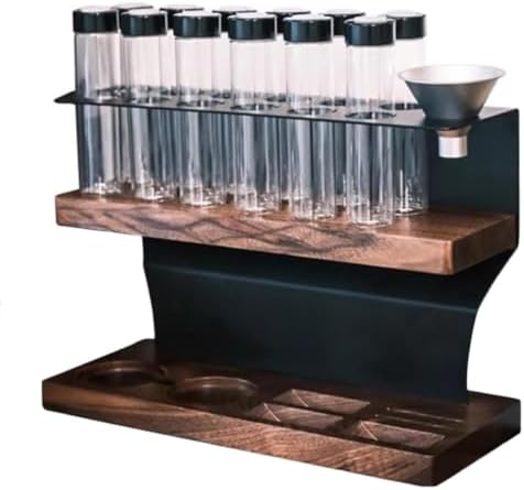 Single Dose Coffee Bean Cellars, 2-Tier Coffee Tool Storage Stand, with 12 Pcs Tubes, Capacity of A Single Bottle 23-25g, with Hopper, Exhaust Valve, for Cafe, Kitchen ﻿ by Unknown